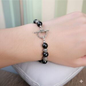 Black and silver stretchy bracelet